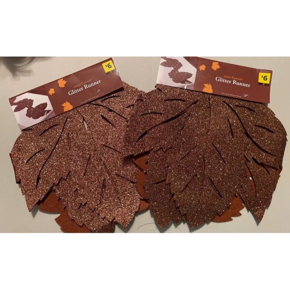 Brown Glitter Leaf Shaped 12”x36”